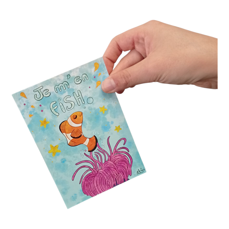 carte humour poisson je m'en fish