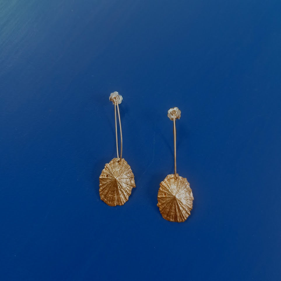 Boucles d'oreilles bernique doré bronze recyclé 