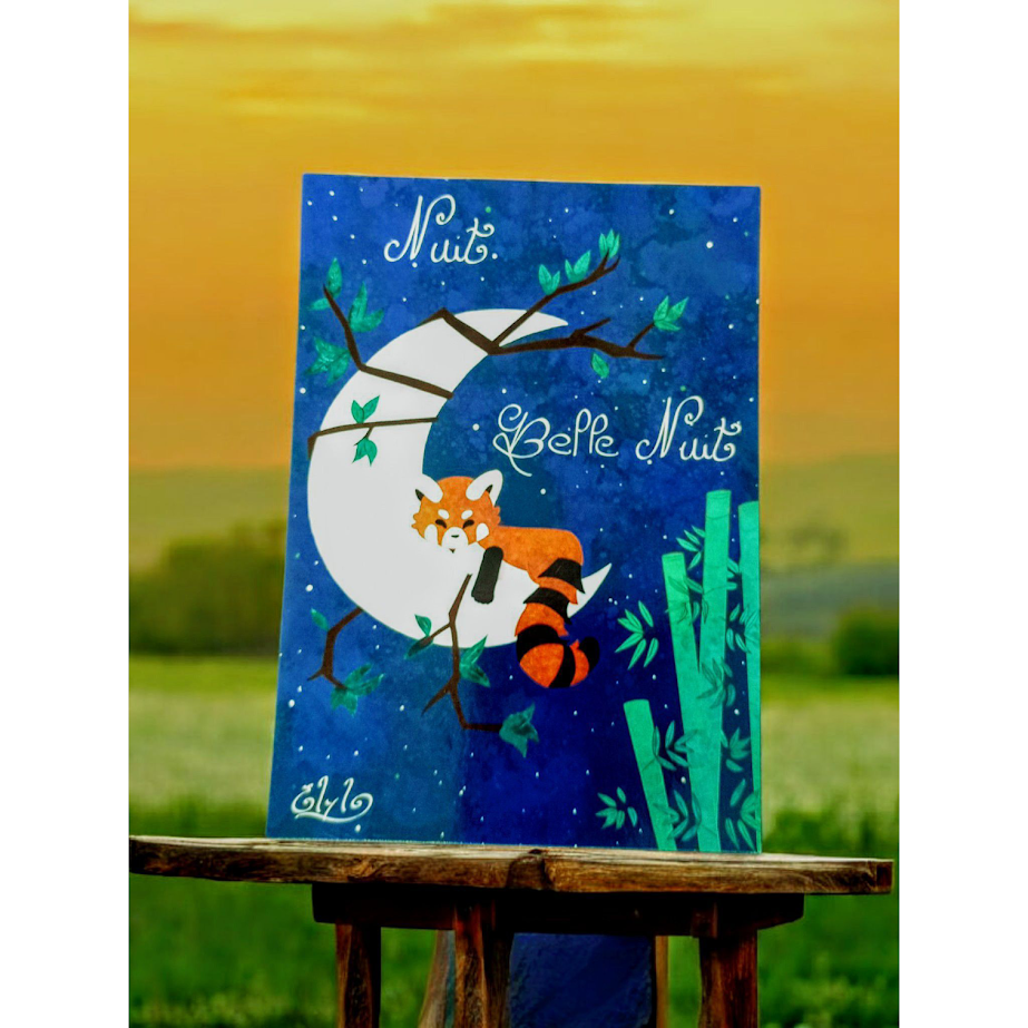 carte nuit belle nuit panda roux