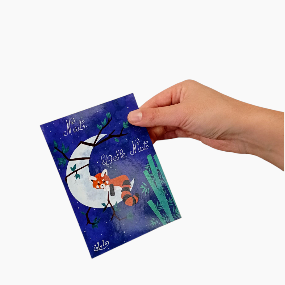 carte panda roux nuit belle nuit